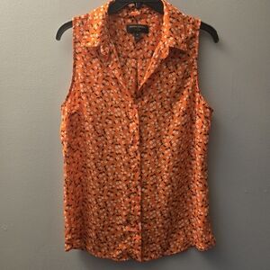 Banana Republic Women's Floral Sleeveless Button Down Blouse Shirt Size M